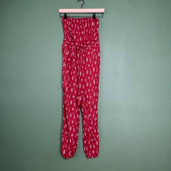 Out From Under Red Aztec Pattern Strapless Jumpsuit XS - Picture 1 of 3